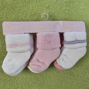 NWT NEWBORN 0-6M 6 PAIR PAK SOCKS Pink WHITE PURPLE Baby GIRLS SOLID COLOR+ (Q3)